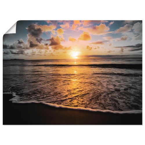 4057738664789 - Wandbild ARTLAND Tropischer Sonnenuntergang am Strand Bilder Gr B H 60 cm x 45 cm Poster Sonnenaufgang & -untergang Querformat 1 St gelb Bild Poster Bilder als Leinwandbild Wandaufkleber oder in versch Größen