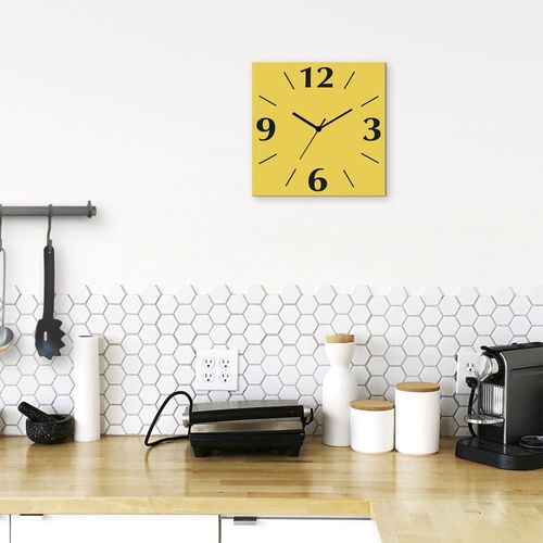 4059745807326 - Wanduhr ARTLAND Uni Trendfarben Wanduhren Gr B H T 30 cm x 30 cm x 03 cm Quarzuhr 4 Ziffern gelb Wanduhren wahlweise mit Quarz- oder Funhuhrwerk lautlos ohne Tickgeräusche
