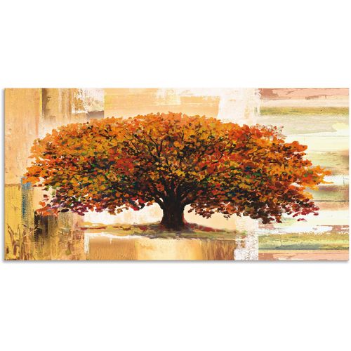 4057738380054 - Wandbild ARTLAND Herbstbaum auf abstraktem Hintergrund Bilder Gr B H 60 cm x 30 cm Alu-Dibond-Druck Bäume 1 St braun Bild Metallbild Metallbilder Bilder als Alubild Leinwandbild Wandaufkleber oder Poster in versch Größen