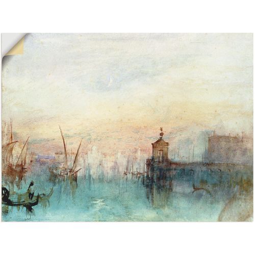 4062144519813 - Wandbild ARTLAND Venedig mit erster Mondsichel Bilder Gr B H 80 cm x 60 cm Wandaufkleber - Vinyl Gewässer 1 St beige (naturfarben) Bild Poster Bilder als Leinwandbild Wandaufkleber oder in versch Größen