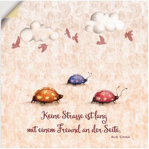 4057738504641 - Wandbild ARTLAND Lebensweisheit Freunde Bilder Gr B H 30 cm x 30 cm Wandaufkleber - Vinyl Tiere 1 St beige (naturfarben) Bild Kunstdruck Poster Bilder als Alubild Leinwandbild Wandaufkleber oder in versch Größen