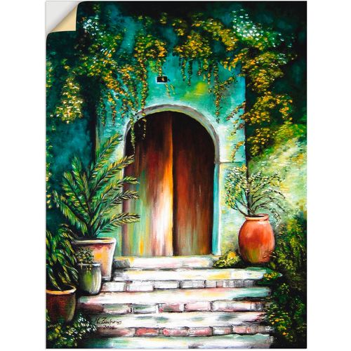 4062144334614 - Wandbild ARTLAND Mediterranes Gartenparadies Bilder Gr B H 45 cm x 60 cm Wandaufkleber - Vinyl Fenster & Türen Hochformat 1 St grün Bild Poster Bilder als Alubild Leinwandbild Wandaufkleber oder in versch Größen