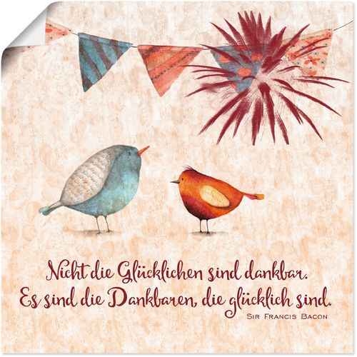 4057738110729 - Wandbild ARTLAND Lebensweisheit Glücklich Bilder Gr B H 50 cm x 50 cm Poster Tiere 1 St beige (naturfarben) Bild Kunstdruck Kunstdrucke Bilder als Alubild Leinwandbild Wandaufkleber oder Poster in versch Größen