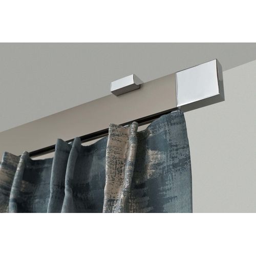 9002777162029 - Gardinenstange GARESA FLAT Gardinenstangen Gr L 350 cm 1 St 1 läufig silberfarben (vernickelt chromfarben) Gardinenstangen nach Maß Rechteckprofil Deckenmontage perfekter Lauf modern verlängerbar