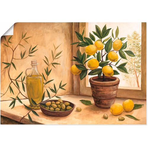 4055327300506 - Wandbild ARTLAND Oliven und Zitronen Bilder Gr B H 100 cm x 70 cm Poster Arrangements 1 St beige (naturfarben) Bild Leinwandbild Kunstdrucke Bilder als Alubild Leinwandbild Wandaufkleber oder Poster in versch Größen
