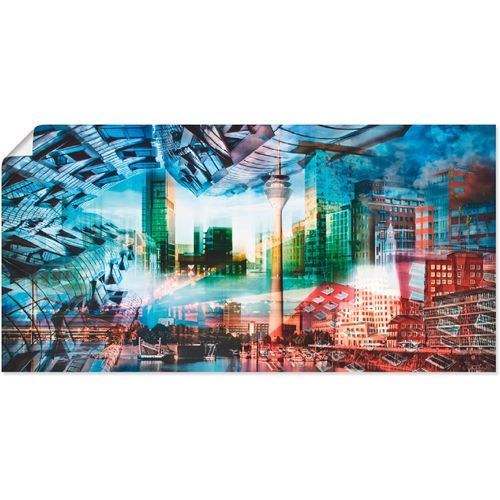 4055327588164 - Wandbild ARTLAND Düsseldorf Skyline Collage VII Bilder Gr B H 100 cm x 50 cm Poster Architektonische Elemente 1 St blau Bild Kunstdruck Kunstdrucke Bilder als Leinwandbild Wandaufkleber oder Poster in versch Größen