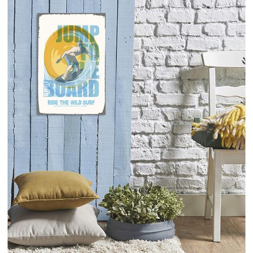 4067437338607 - Metallbild QUEENCE Wild Surf Bilder Gr B H 30 cm x 45 cm Metallbild Hochformat 1 St gelb Metallbilder Stahlschilder