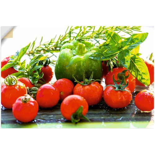 4062144668078 - Wandbild ARTLAND Garten frische Tomaten Bilder Gr B H 60 cm x 40 cm Wandaufkleber - Vinyl Lebensmittel Querformat 1 St rot Kunstdrucke als Alubild Leinwandbild Wandaufkleber oder Poster in versch Größen