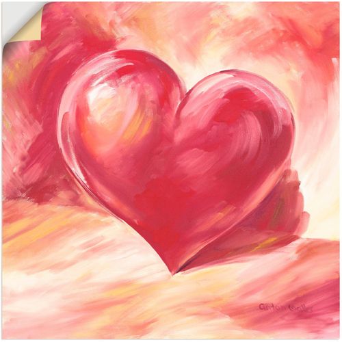 4057738199946 - Wandbild ARTLAND Rosa rotes Herz Bilder Gr B H 70 cm x 70 cm Wandaufkleber - Vinyl Herzen 1 St rot Bild Poster Bilder als Alubild Leinwandbild Wandaufkleber oder in versch Größen