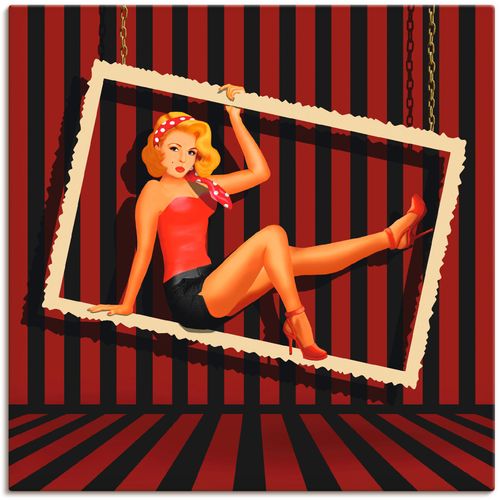 4059745133982 - Wandbild ARTLAND Schönheit aus den 50er Jahren Bilder Gr B H 40 cm x 40 cm Leinwandbild Frau 1 St rot Bild Kunstdruck Leinwandbild Kunstdrucke Bilder als Alubild Leinwandbild Wandaufkleber oder Poster in versch Größen