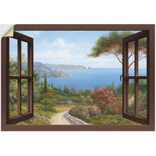 4057738620310 - Wandbild ARTLAND Fensterblick Frühlingsmorgen Bilder Gr B H 130 cm x 90 cm Wandaufkleber - Vinyl Fensterblick 1 St braun Bild Leinwandbild Kunstdrucke Bilder als Leinwandbild Wandaufkleber oder Poster in versch Größen