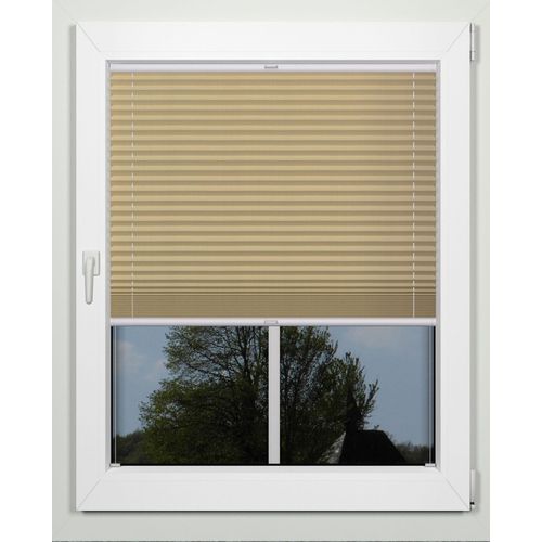 4042627361337 - Plissee INDEKO simple Plissees Gr 220 cm zweiseitig verschiebbar 89 cm braun (lattemacciato weiß) Sonnenschutz-Plissees nach Maß