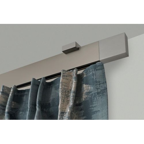 9002777162241 - Gardinenstange GARESA FLAT Gardinenstangen Gr L 180 cm 1 St 1 läufig silberfarben (vernickelt) Gardinenstangen nach Maß Rechteckprofil Deckenmontage perfekter Lauf modern verlängerbar