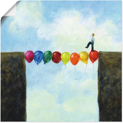 4055327384933 - Wandbild ARTLAND Eine Brücke schlagen Bilder Gr B H 40 cm x 40 cm Poster Mann 1 St blau Bild Kunstdruck Poster Bilder als Leinwandbild Wandaufkleber oder in versch Größen