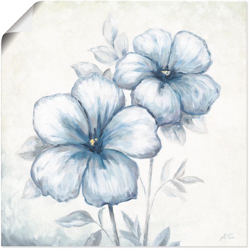 4055327272070 - Wandbild ARTLAND Blauer Mohn Bilder Gr B H 50 cm x 50 cm Poster Blumen 1 St weiß Bild Metallbild Metallbilder Bilder als Alubild Leinwandbild Wandaufkleber oder Poster in versch Größen