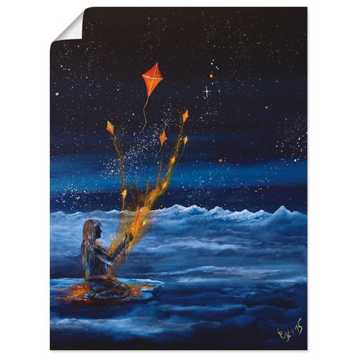 4062144066942 - Wandbild ARTLAND Himmlische Drachen Bilder Gr B H 60 cm x 80 cm Poster Dark Fantasy Hochformat 1 St blau Bild Leinwandbild Kunstdrucke Bilder als Alubild Leinwandbild Wandaufkleber oder Poster in versch Größen
