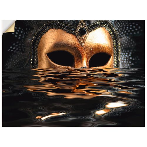 4059745835701 - Wandbild ARTLAND Venezianische Maske mit Blattgold Bilder Gr B H 60 cm x 45 cm Wandaufkleber - Vinyl Karneval Querformat 1 St goldfarben Bild Poster Bilder als Alubild Leinwandbild Wandaufkleber oder in versch Größen