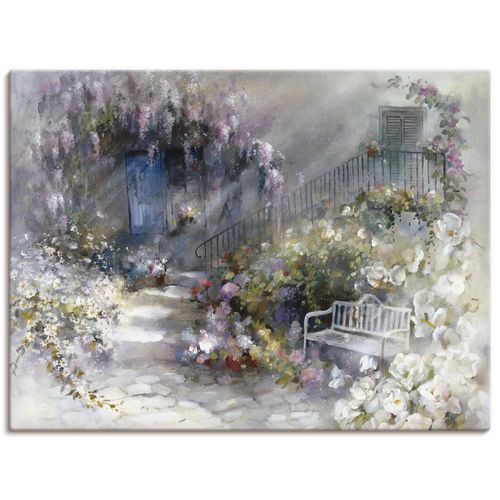 4057738438915 - Wandbild ARTLAND Wortlos Bilder Gr B H 120 cm x 90 cm Leinwandbild Garten Querformat 1 St weiß Bild Poster Bilder als Leinwandbild Wandaufkleber oder in versch Größen