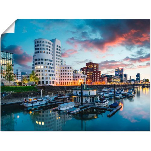 4057738861126 - Wandbild ARTLAND Düsseldorf Medienhafen Bilder Gr B H 60 cm x 45 cm Poster Deutschland Querformat 1 St beige (naturfarben) Bild Poster Bilder als Alubild Leinwandbild Wandaufkleber oder in versch Größen