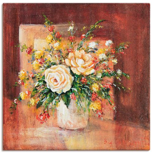 4055327476584 - Wandbild ARTLAND Spanische Blumen II Bilder Gr B H 50 cm x 50 cm Leinwandbild Blumen quadratisch 1 St braun Kunstdrucke als Leinwandbild Wandaufkleber oder Poster in versch Größen