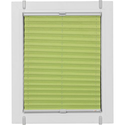 4001442894154 - Plissee One Size Style Crush Plissees Gr 190 cm zweiseitig verschiebbar 60 cm grün (grün grau grau) Plissees ohne Bohren Zubehörfarbe zum Klemmen