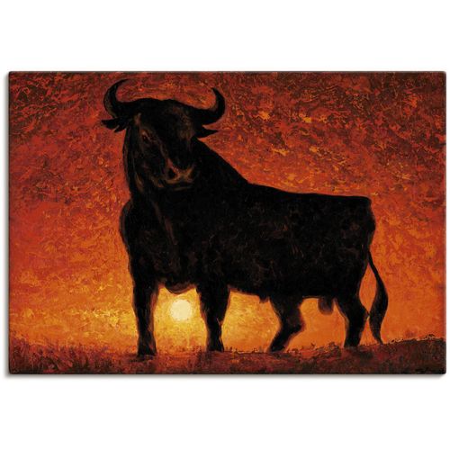 4055327162432 - Wandbild ARTLAND Andalusischer Stier Bilder Gr B H 100 cm x 70 cm Leinwandbild Wildtiere 1 St rot Bild Metallbild Metallbilder Bilder als Alubild Leinwandbild Wandaufkleber oder Poster in versch Größen