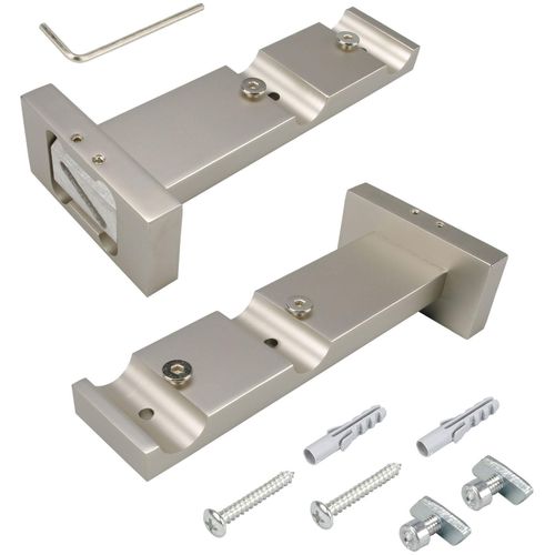 4016318028403 - Doppelträger Gardinenstangenhalterungen Gr Ø 16 cm silberfarben (chromfarben matt) Gardinenstangenhalter Gardinenstangenhalterungen für Gardinenstangen Ø 16 mm