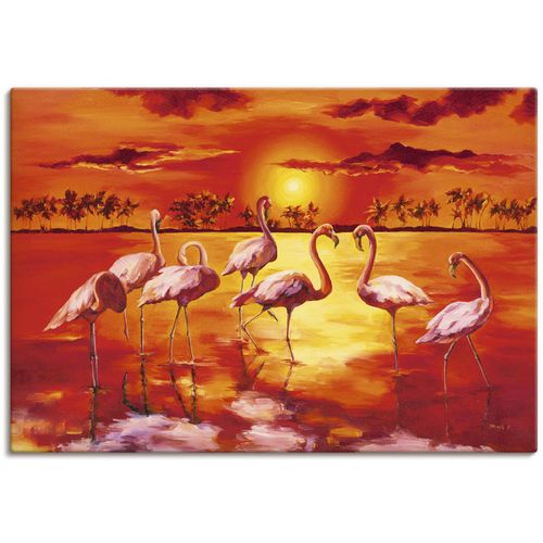 4055327163569 - Wandbild ARTLAND Flamingos Bilder Gr B H 70 cm x 50 cm Leinwandbild Vögel 1 St rot Bild Leinwandbild Kunstdrucke Bilder als Alubild Leinwandbild Wandaufkleber oder Poster in versch Größen