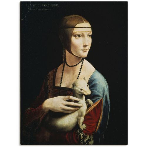 4055327098281 - Wandbild ARTLAND Dame mit dem Hermelin Porträt Bilder Gr B H 30 cm x 40 cm Leinwandbild Frau 1 St schwarz Bild Poster Bilder als Leinwandbild Wandaufkleber oder in versch Größen