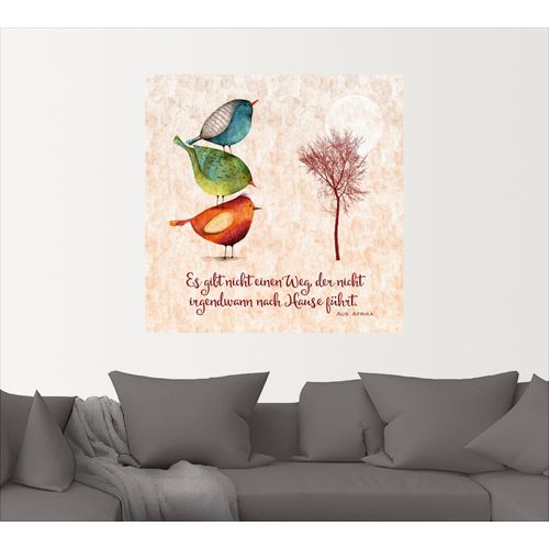 4057738504603 - Wandbild ARTLAND Lebensweisheit Zu Hause Bilder Gr B H 50 cm x 50 cm Wandaufkleber - Vinyl Tiere 1 St beige (naturfarben) Bild Kunstdruck Kunstdrucke Bilder als Alubild Leinwandbild Wandaufkleber oder Poster in versch Größen