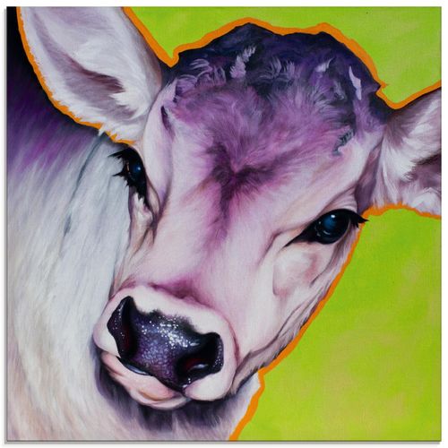 4055327173797 - Glasbild ARTLAND Kuh Pretty Betty Bilder Gr B H 30 cm x 30 cm Glasbild Haustiere quadratisch 1 St grün Bild Glasbild Glasbilder Bilder in verschiedenen Größen