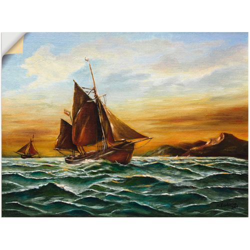 4059745617253 - Wandbild ARTLAND Segelschiff auf See - maritime Malerei Bilder Gr B H 40 cm x 30 cm Wandaufkleber - Vinyl Boote & Schiffe Querformat 1 St bunt Bild Poster Bilder als Alubild Leinwandbild Wandaufkleber oder in versch Größen