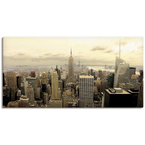 4059745528818 - Wandbild ARTLAND Skyline Manhattan - New York Bilder Gr B H 60 cm x 30 cm Leinwandbild Amerika 1 St beige (natur) Bild Metallbild Metallbilder Bilder als Alubild Leinwandbild Wandaufkleber oder Poster in versch Größen