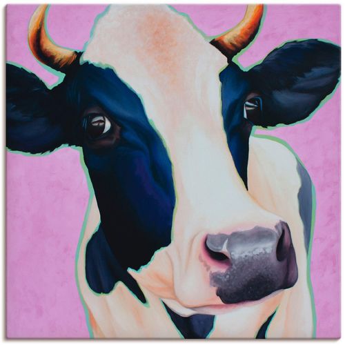 4055327172974 - Wandbild ARTLAND Kuh Josefine Bilder Gr B H 30 cm x 30 cm Leinwandbild Haustiere 1 St pink Kunstdrucke Bilder als Leinwandbild Wandaufkleber oder Poster in versch Größen