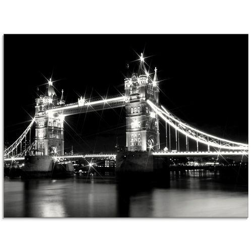 4055327209748 - Glasbild ARTLAND Tower Bridge London Bilder Gr B H 80 cm x 60 cm Glasbild Brücken Querformat 1 St schwarz Bild Glasbild Glasbilder Bilder in verschiedenen Größen