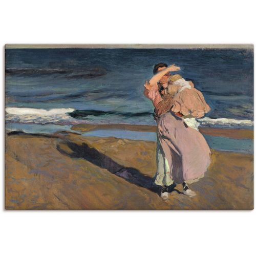 4062144801888 - Wandbild ARTLAND Fischerin mit Kind Valencia 1908 Bilder Gr B H 30 cm x 20 cm Leinwandbild Gruppen & Familien Querformat 1 St beige (naturfarben) Kunstdrucke als Alubild Leinwandbild Wandaufkleber oder Poster in versch Größen