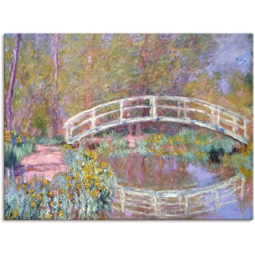 4055327691895 - Wandbild ARTLAND Brücke in Monets Garten Bilder Gr B H 120 cm x 90 cm Leinwandbild Gewässer 1 St blau Bild Poster Bilder als Leinwandbild Wandaufkleber oder in versch Größen