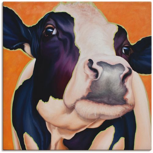 4055327172882 - Wandbild ARTLAND Kuh Rosa Bilder Gr B H 30 cm x 30 cm Leinwandbild Haustiere 1 St orange Kunstdrucke Bilder als Leinwandbild Wandaufkleber oder Poster in versch Größen