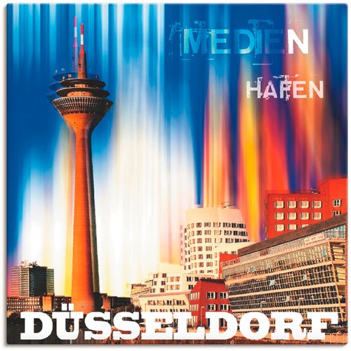 4055327331098 - Wandbild ARTLAND Düsseldorf Skyline Abstrakt 03 Bilder Gr B H 50 cm x 50 cm Leinwandbild Deutschland 1 St blau Bild Kunstdruck Kunstdrucke Bilder als Leinwandbild Wandaufkleber oder Poster in versch Größen