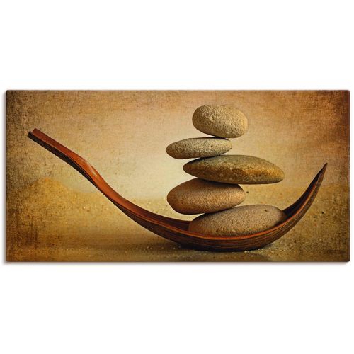4055327263412 - Wandbild ARTLAND Steinschiffchen Bilder Gr B H 60 cm x 30 cm Leinwandbild Zen 1 St braun Bild Kunstdruck Poster Bilder als Leinwandbild Wandaufkleber oder in versch Größen