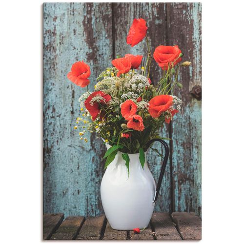 4062144081846 - Wandbild ARTLAND Krug mit Mohnblumen Bilder Gr B H 20 cm x 30 cm Leinwandbild Blumen 1 St braun Bild Kunstdruck Kunstdrucke Bilder als Alubild Leinwandbild Wandaufkleber oder Poster in versch Größen