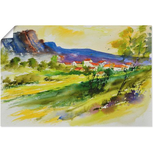 4058661644992 - Wandbild ARTLAND Landschaft und Wohnhäuser Bilder Gr B H 60 cm x 40 cm Poster Wiesen & Bäume Querformat 1 St grün Bild Poster Bilder als Alubild Leinwandbild Wandaufkleber oder in versch Größen
