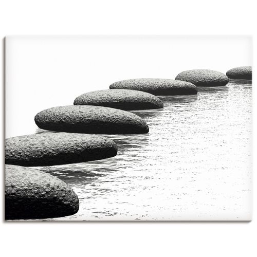 4062144536575 - Wandbild ARTLAND Ein Kiesel auf einem Hintergrund Bilder Gr B H 60 cm x 45 cm Leinwandbild Gewässer Querformat 1 St schwarz Bild Metallbild Metallbilder Bilder als Alubild Leinwandbild Wandaufkleber oder Poster in versch Größen