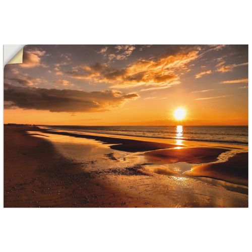 4059745866705 - Wandbild ARTLAND Sonnenuntergang am Mittelmeer Bilder Gr B H 90 cm x 60 cm Wandaufkleber - Vinyl Strand Querformat 1 St orange Bild Poster Bilder als Alubild Leinwandbild Wandaufkleber oder in versch Größen