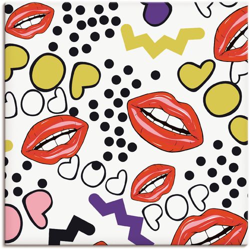 4059745910057 - Wandbild ARTLAND Mund mit Pop-Art Bilder Gr B H 40 cm x 40 cm Leinwandbild Muster 1 St weiß Bild Leinwandbild Kunstdrucke Bilder als Alubild Leinwandbild Wandaufkleber oder Poster in versch Größen