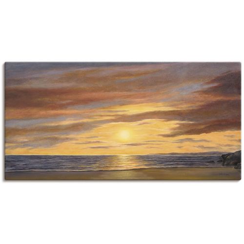 4055327158718 - Wandbild ARTLAND Sonne am Strand Bilder Gr B H 100 cm x 50 cm Leinwandbild Strand 1 St braun Bild Leinwandbild Kunstdrucke Bilder als Alubild Leinwandbild Wandaufkleber oder Poster in versch Größen