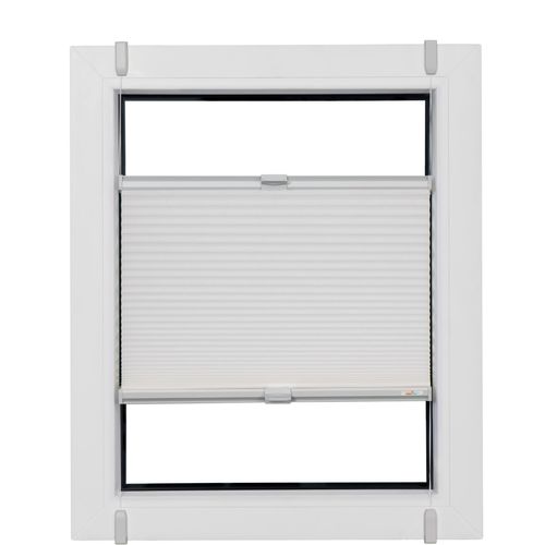 4001442933662 - Wabenplissee One Size Style Honeycomb TL Plissees Gr 210 cm zweiseitig verschiebbar 50 cm weiß (weiß grau grau) Plissees ohne Bohren Zubehörfarbe zum Klemmen