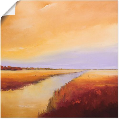 4055327433488 - Wandbild ARTLAND Polder Bilder Gr B H 70 cm x 70 cm Poster Gewässer 1 St orange Bild Kunstdruck Kunstdrucke Bilder als Leinwandbild Wandaufkleber oder Poster in versch Größen