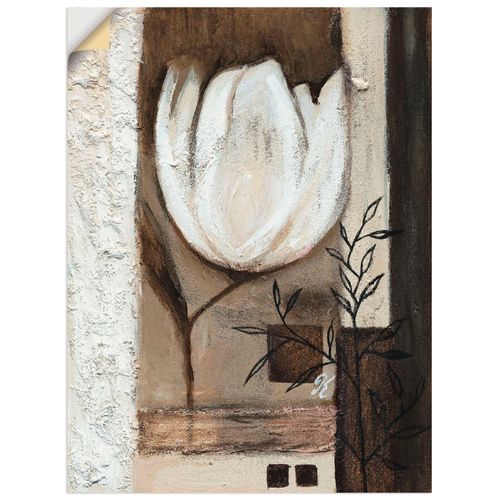 4062144389232 - Wandbild ARTLAND Braune Tulpen II Bilder Gr B H 60 cm x 80 cm Wandaufkleber - Vinyl Blumen Hochformat 1 St weiß Bild Poster Bilder als Leinwandbild Wandaufkleber oder in versch Größen