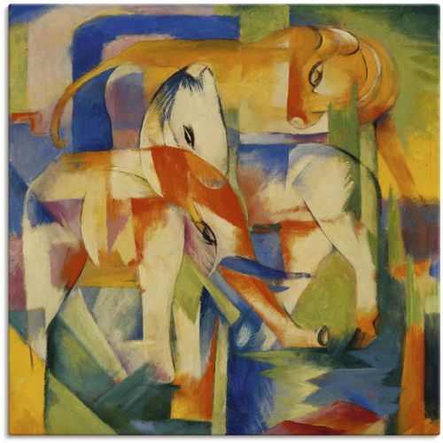 4058661190383 - Wandbild ARTLAND Elefant Pferd Rind 1914 Bilder Gr B H 50 cm x 50 cm Leinwandbild Haustiere 1 St bunt Bild Poster Bilder als Alubild Leinwandbild Wandaufkleber oder in versch Größen